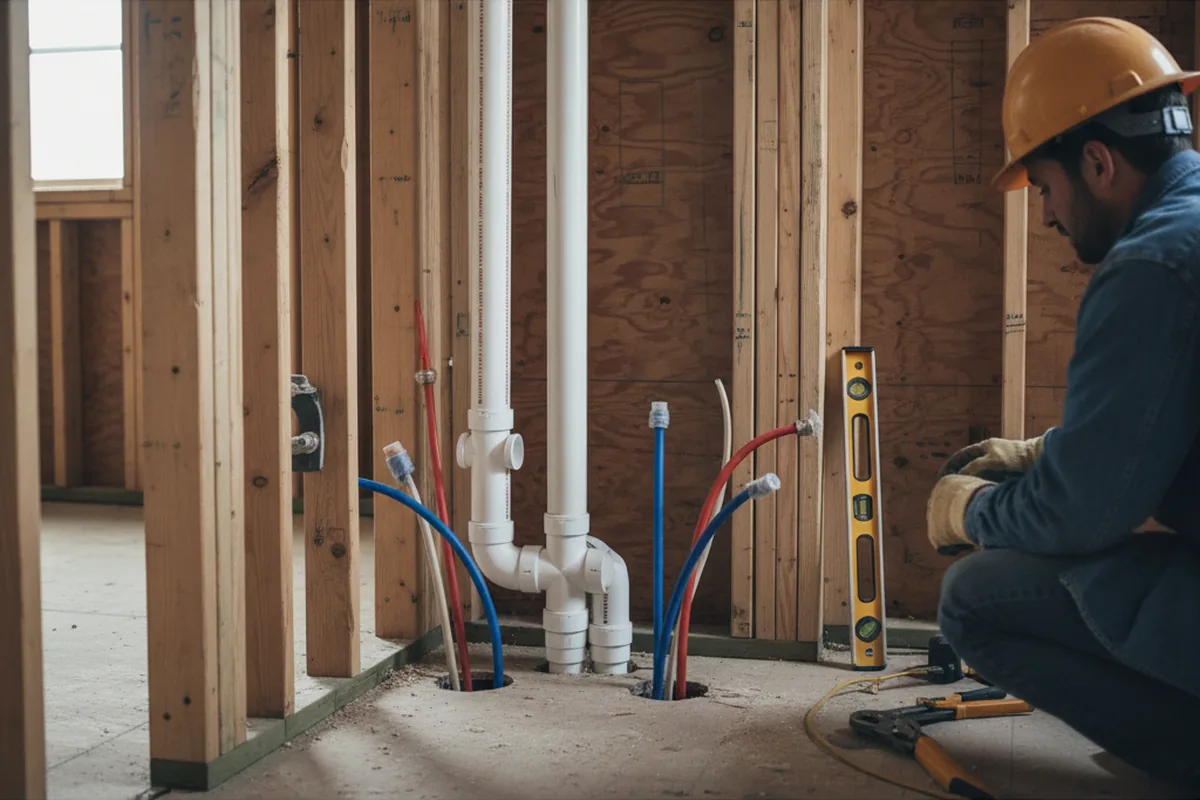 Drain and supply rough-in during Sump Pump Repair in Arbuckle